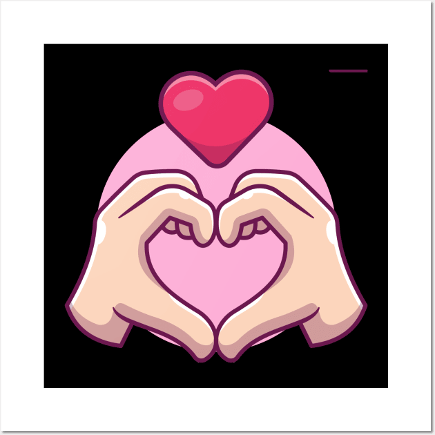 Hand sign love cartoon Wall Art by Catalyst Labs